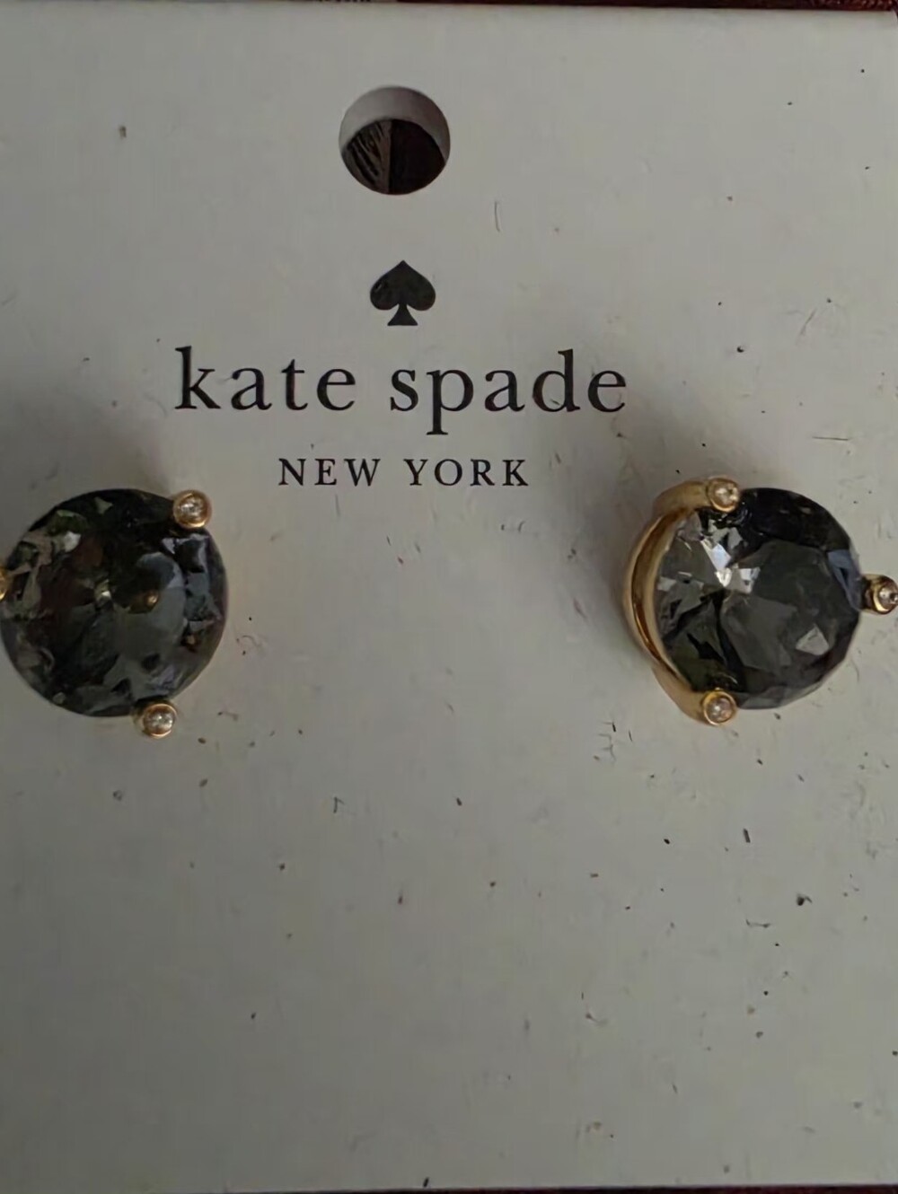 NWT KATE SPADE Black Diamond Crystal 14kt Gold Fill Stud Gumdrops earrings